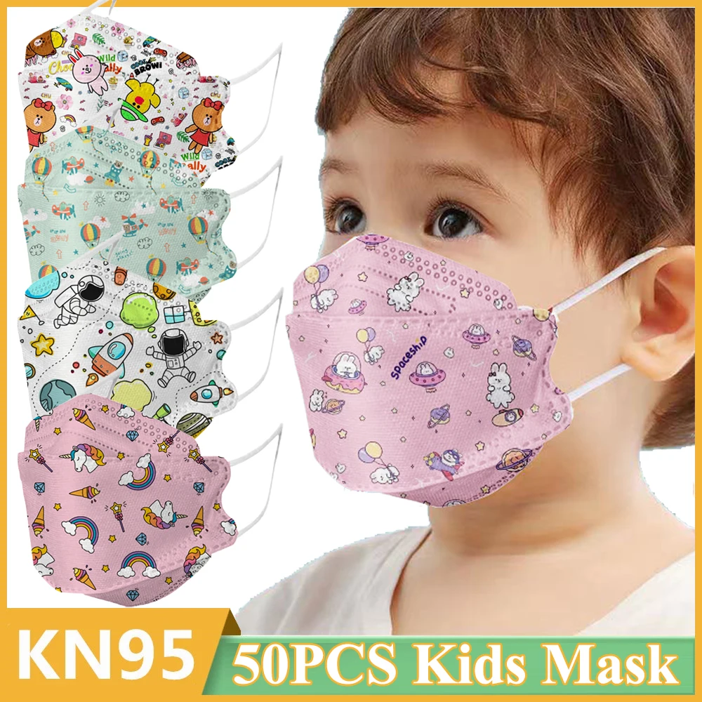 

KN95 Kids Mask fpp2mask 3D 4 layer Cartoon Cute Security Protection Breathable Mascarilla fish shape children kn95 Baby masks