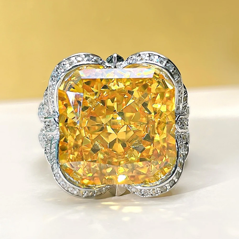 

KQDANCE 925 пробы Серебряный квадрат 14 карат падхая розовая изумрудная зеленая Королевская Синяя высокоуглеродистая Бриллиантовая бижутерия женское кольцо