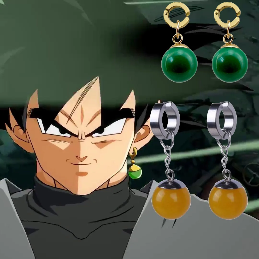 1Pair Anime Dragon Ball Z Earrings Takerlama Super Vegetto Potara Garnish  Black Son Goku Zamasu Adornment for Women Men Jewelry - AliExpress