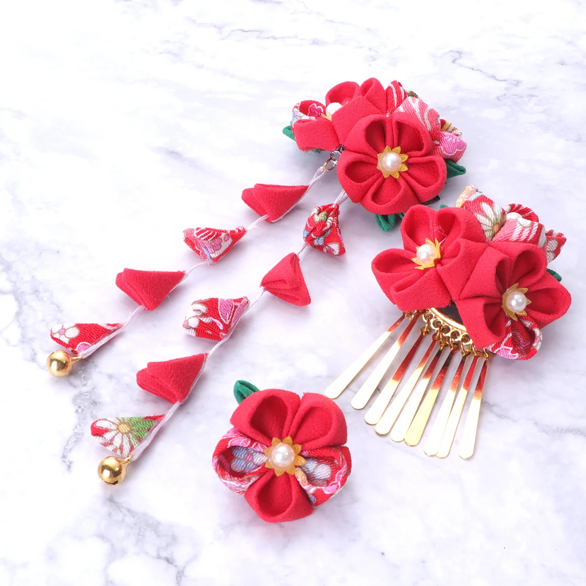 

Hair Japanese Tassel Flower Hairpin Clip Barrette Clips Pin Girl Fan Headdress Crystal Kimono Style Accessories Women Sakura