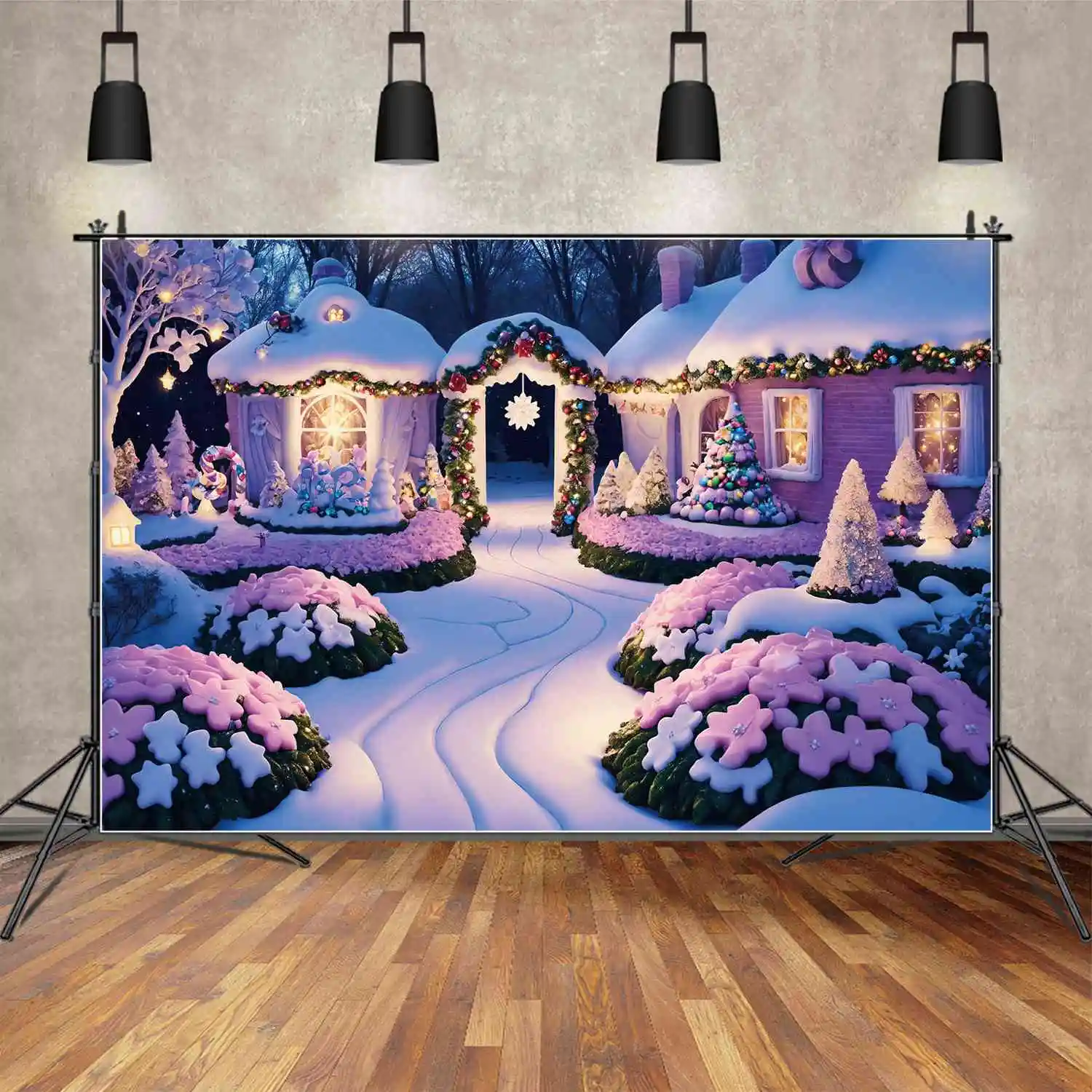 

MOON.QG Photography Backdrop Snowflake Christmas Party Home Porch Photo Booth Background Custom Flower Photographic Props