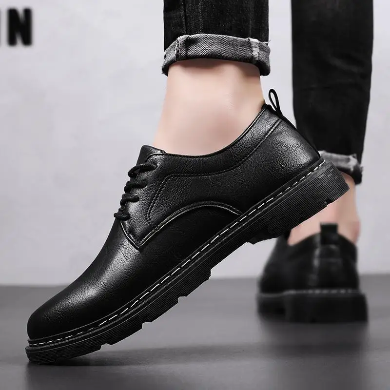 

Men's Shoes Autumn 2023 New Work Casual Leather Shoes Men's Soft Bottom Chef Board Shoes Men's