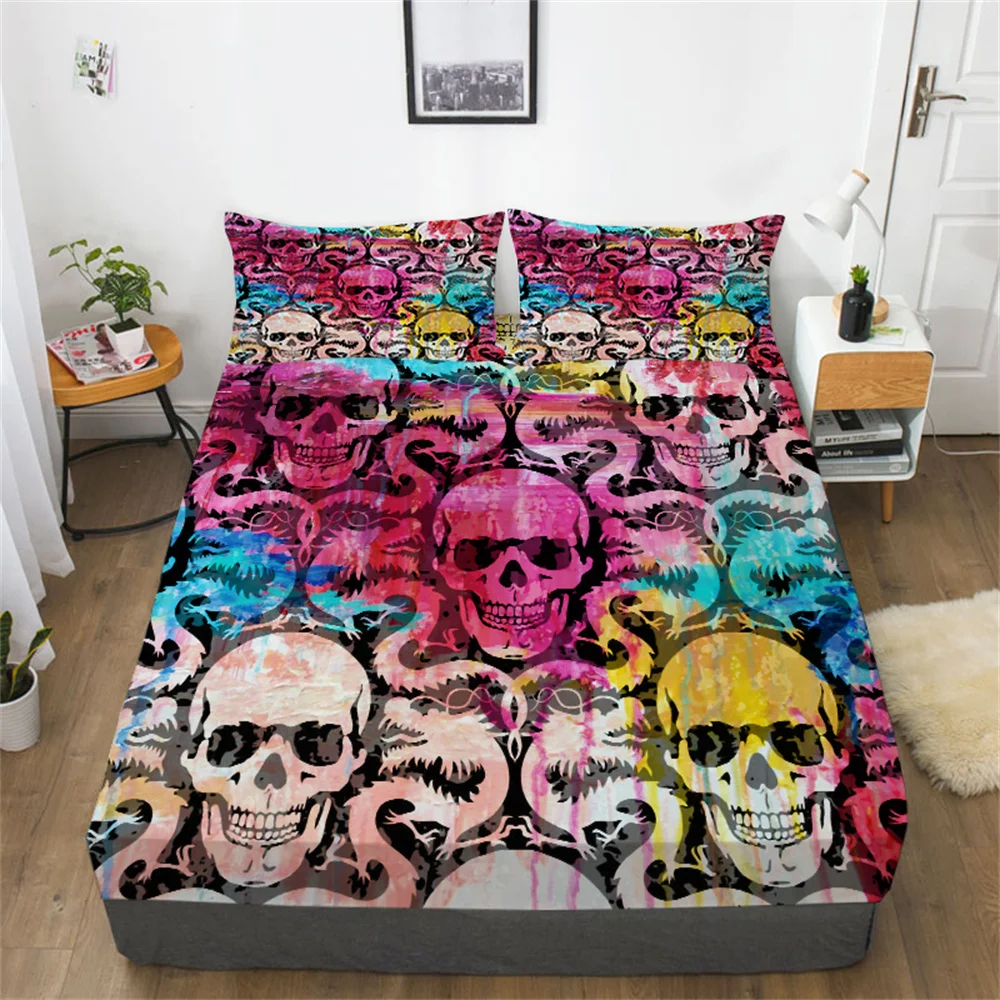 

Bed Cover 3D Skull Print Bedding Setcover Comforter Coverset Quilt Covers Home Bedclothes Decor Full Queen Size Bedspreads