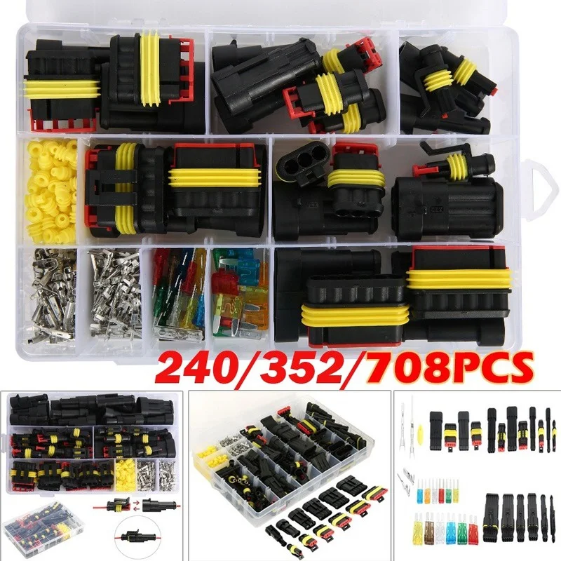 

240/352/708PCS Waterproof 1/2/3/4/5/6 Pin Way Car Auto Sealed 12A IP68 Electrical Automotive Plug Terminals Truck Wire Connector
