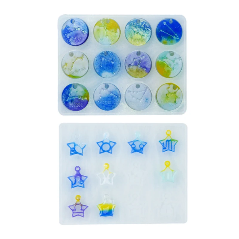 

12 Constellations Pendant Mold Silicone Mold Keychain Mould Crystal Epoxy Resin Mold Necklace Earring Mold Jewelry Making Mold