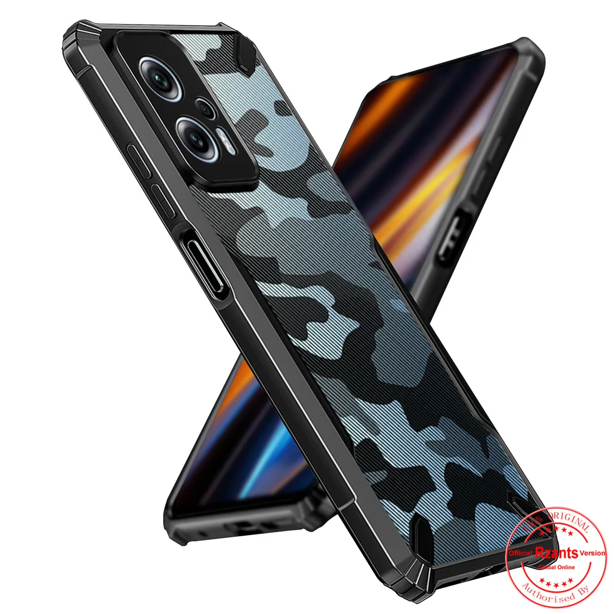 

Rzants For Xiaomi Poco X4 GT Back Case Camouflage Bull Conor Design Slim Cover Half Clear Casing Camera Protection Thin Shell
