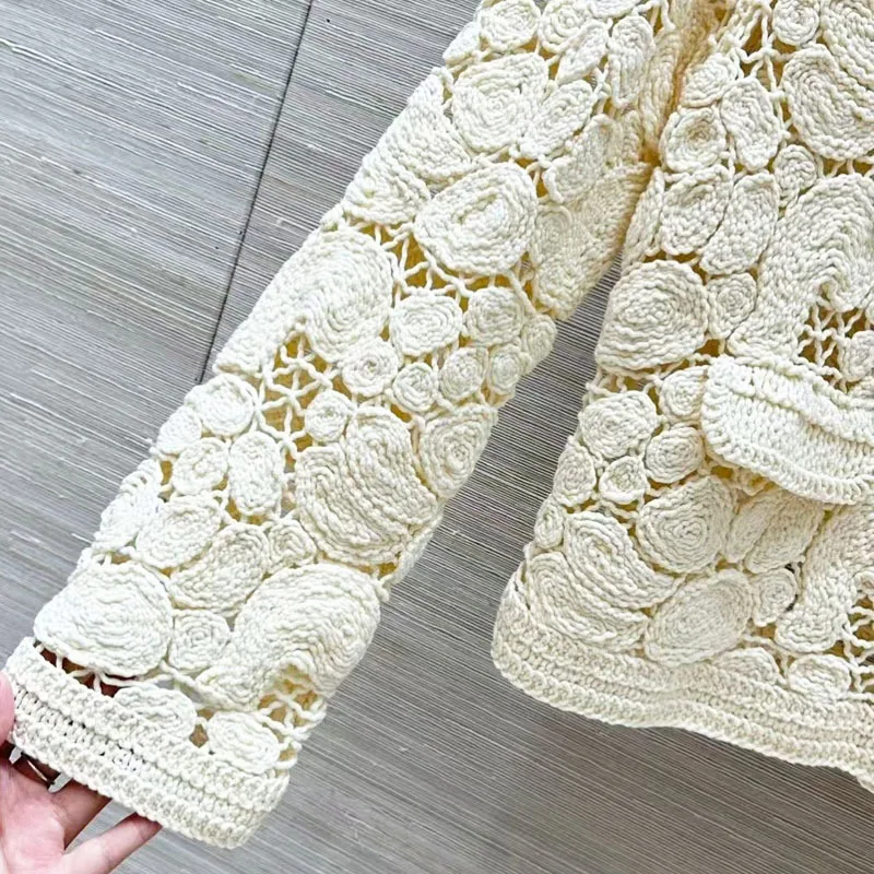 Новинка 2024 осенне-зимний вязаный кардиган пальто высокого качества женский