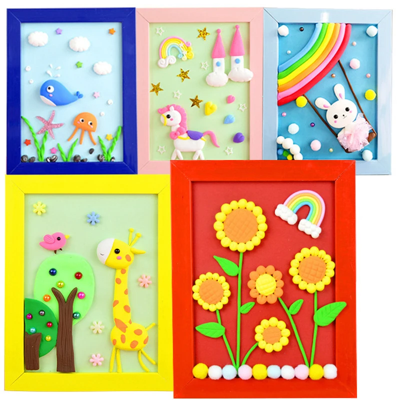 

DIY 3D Clay Photo Frame Kids Light Clay Creative Decorative Clay Photo Frame Painting Toys Educational Toys for Kids Gifts