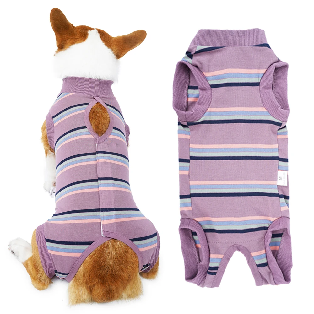 

Stripes Recovery Suit for Dogs After Surgery Professional Pet Recovery Shirt Dog Abdominal Wounds Bandages Diaper Pads Available