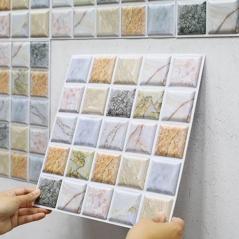 

3D Wall Stickers Self-adhesive 3D Mosaic Tile Wall Sticker for Bathroom Kitchen Waterproof Home Wall Decor Wallpapers