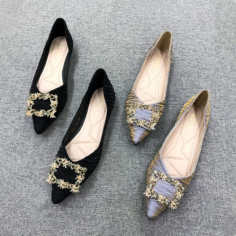 Женские туфли на плоской подошве Лоферы балерины весенние шелковые Сатиновые