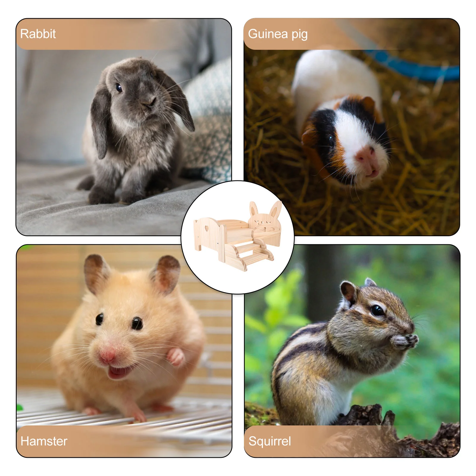 

Funny Hamster Toy Wooden Bed Guinea Chinchilla Interesting Toys Stairs Household Supplies
