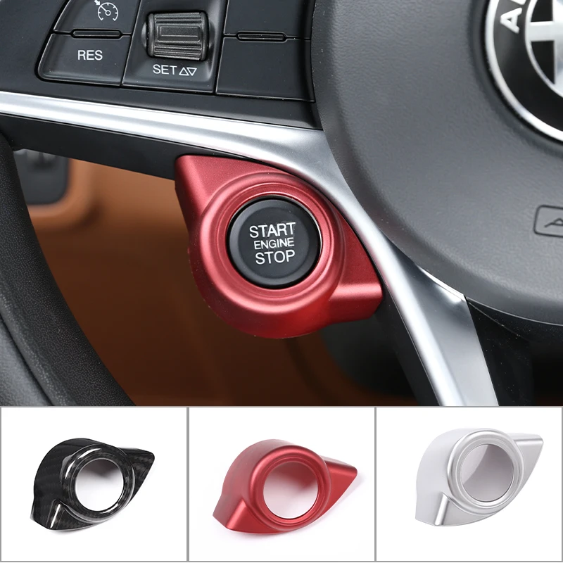 

Car Engine One Start Stop Push Button Frame Cover Ignition Key Sticker Trim For Alfa Romeo Giulia Stelvio 2017-2019 Accessories