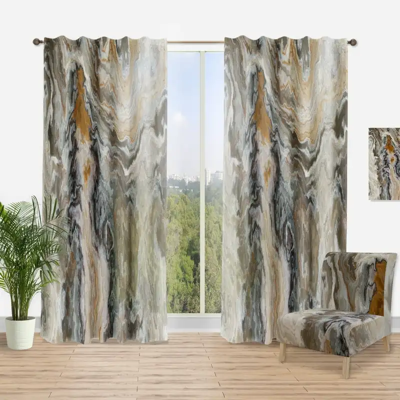 

Onyx Composition' Mid-Century Modern Curtain Panel