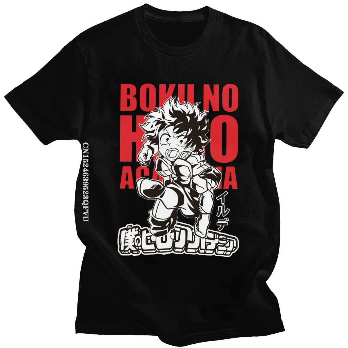 My Hero Academia Deku Tshirt Funny Manga Boku No Hero Academia Tshirts Men Anime T Shirt One For All Black Tee Tops Harajuku