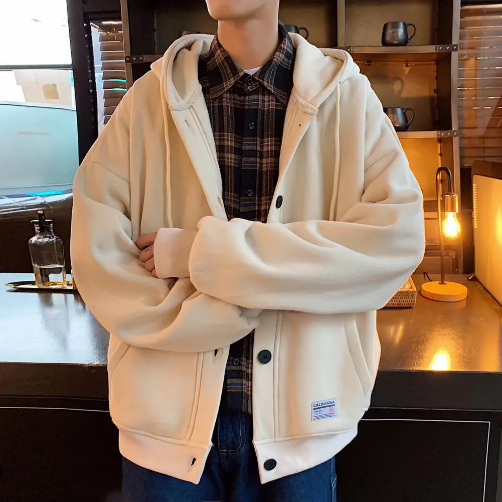 

Trendy Men Hooded Sweatshirt Loose Anti Static Male Hoodie Relaxed Fit Drawstring Sweatshirt Hoodie