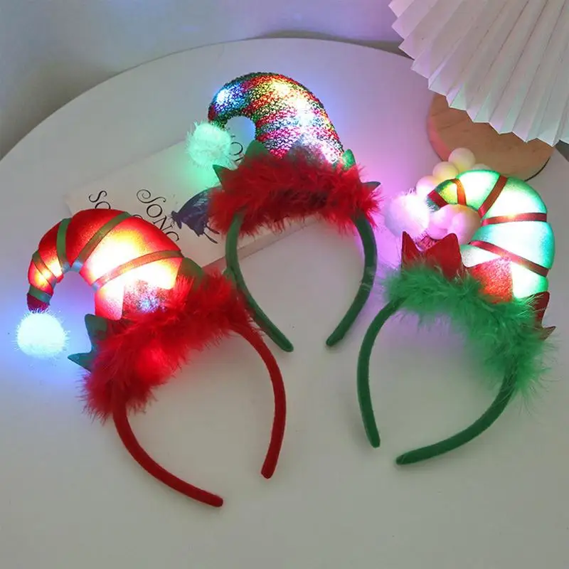 

Christmas Headband Children Adult Elf Headwear Led Glowing Ornaments Christmas Decorations Party Costume Decorations Props