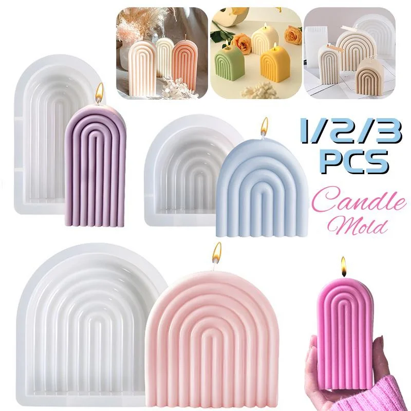 

Rainbow Arch Candle Making Silicone Mold Handmade Geometry Scented Candle Wax Mould Soap Plaster Resin Cake Mold Atmosphere