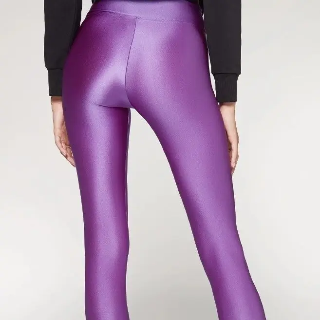 Глянцевые тонкие женские Леггинсы для йоги с высокой талией леггинсы тренировок