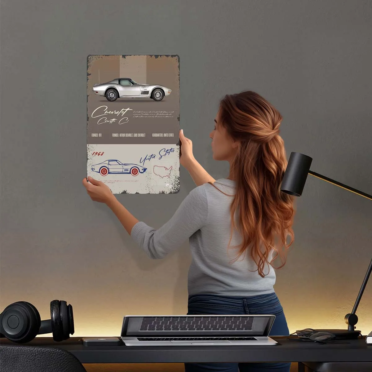 Chevrolet Corvette C3 металлическая вывеска автомобильный постер современное украшение