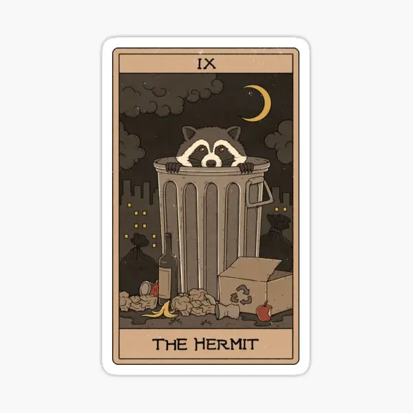 

The Hermit Raccoons Tarot 5PCS Stickers for Decor Luggage Bumper Decorations Print Cartoon Kid Car Window Stickers Anime Wall