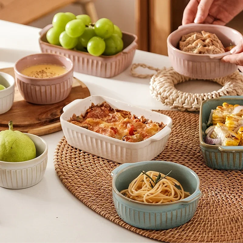 Керамический противень для выпечки запеченный рис жареная курица лазанья блюдо