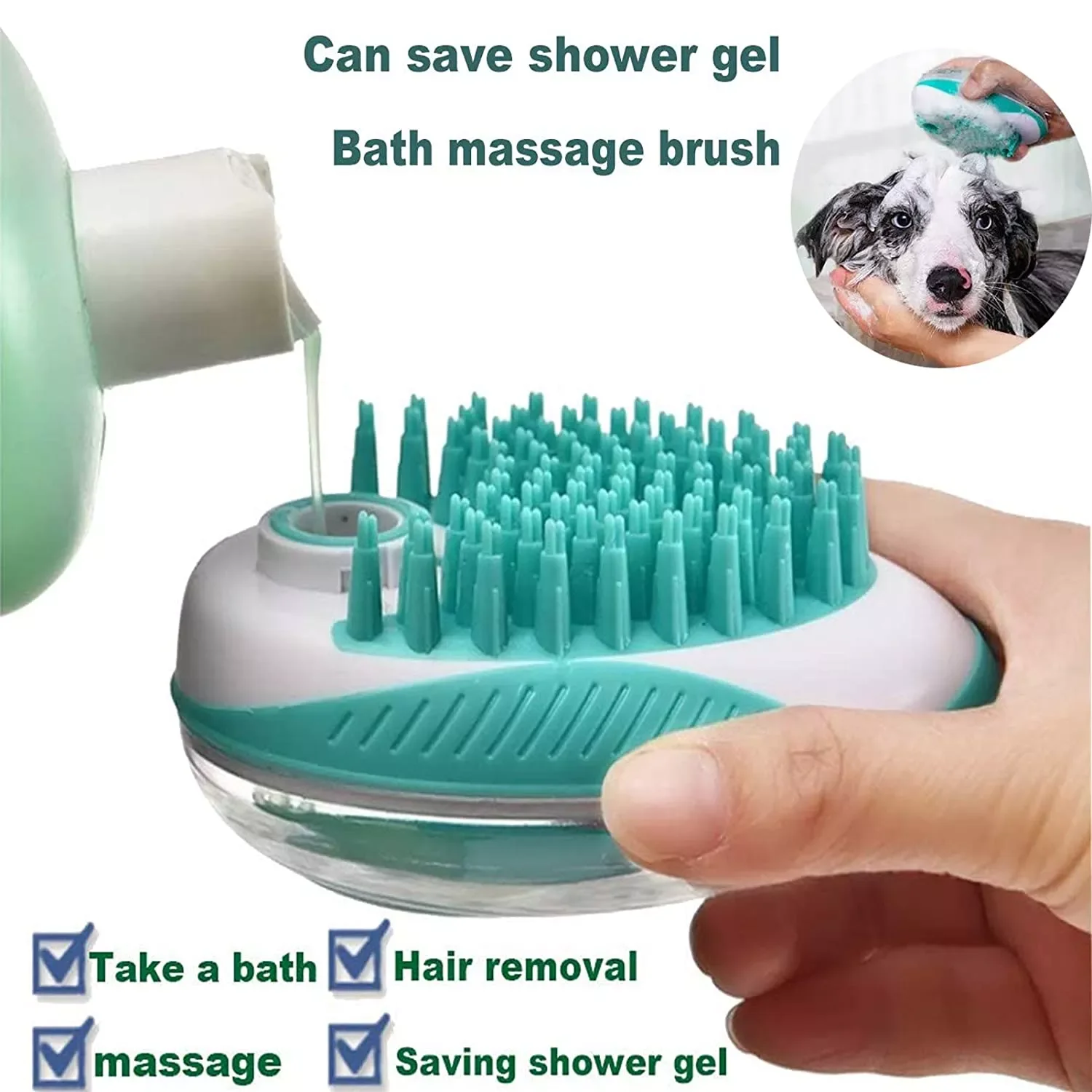 

2023NEW Dog Shampoo Brush SPA Massage Comb 2-in-1 Bath Soft Silicone Dogs Cats Shower Hair Grooming Cleaning Tool Pets Supplies