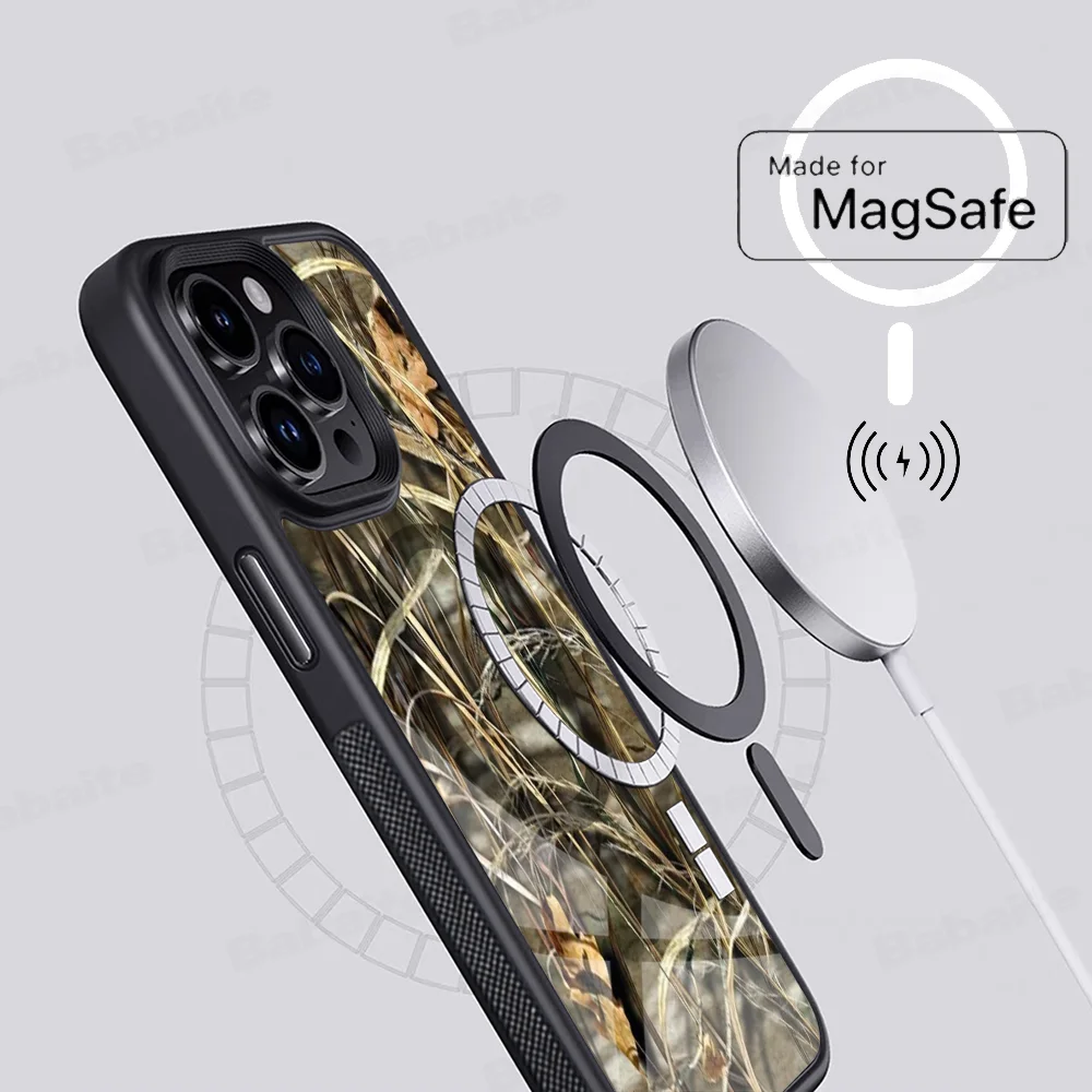 Hunting Camo Phone Case Magesafe Magnetic Wireless Charge For iPhone 16 11 12 13 14 15 Pro Max Plus Mini