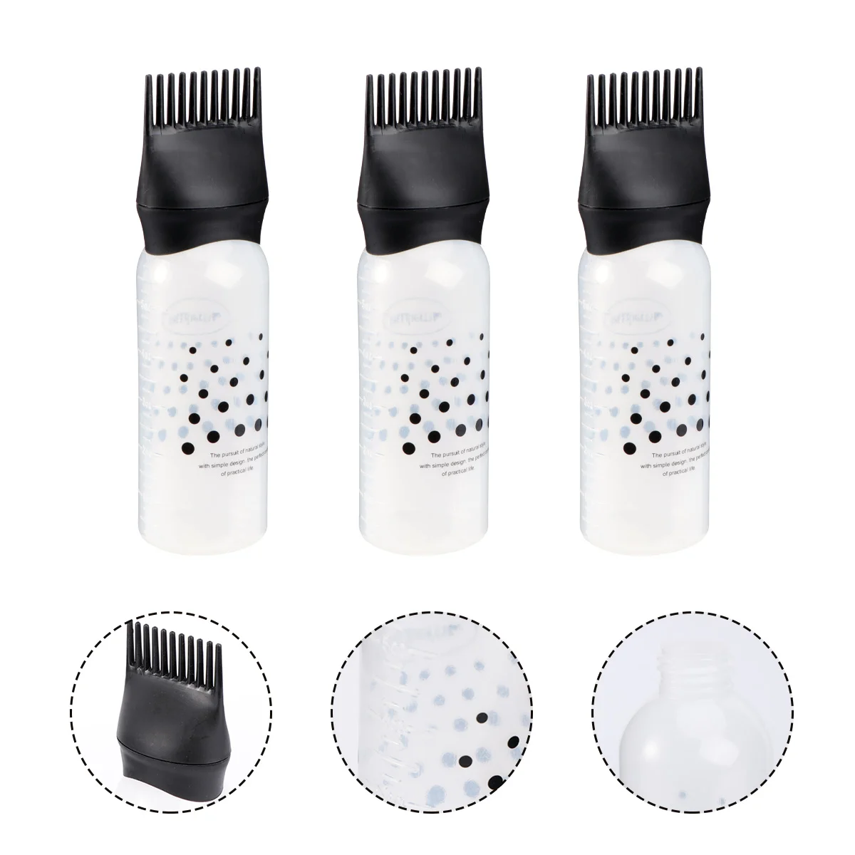 

Root Comb Applicator Bottle, 3pcs 6oz Root Comb Squeeze Applicator Bottles with Graduated Scale for Salon Hair Coloring Dyeing,