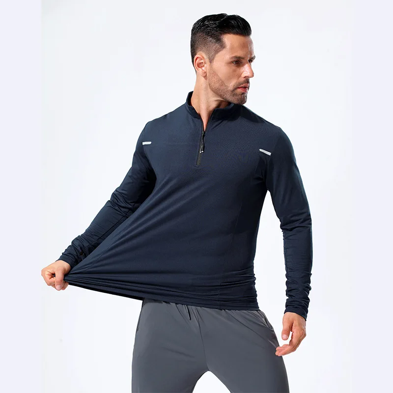 Prayger мужские тренировочные топы на молнии с длинным рукавом и высоким воротником