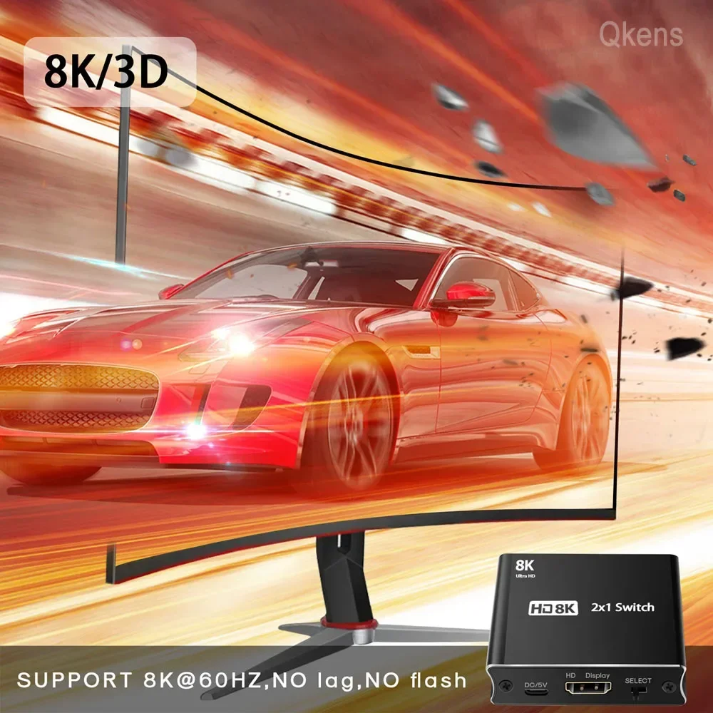 Фото HD 8K 2X1 переключатель 2 входа 1 выход HDMI видеоконвертер 4K@120Hz 8K@60Hz для PS4, PS5, DVD, камеры, ноутбука, ПК для подключения к телевизору или монитору. №5