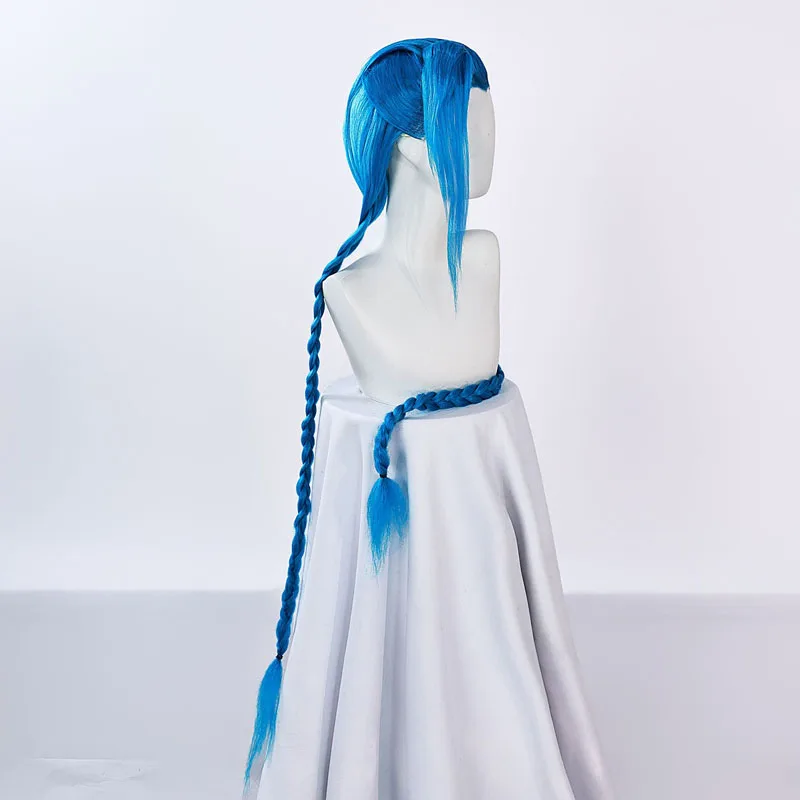 Парик Jinx Длинный синий плетеный парик для ролевых игр Подходит любого цвета кожи