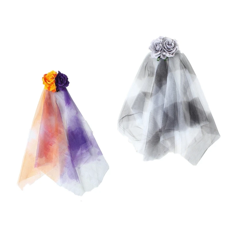 Свадебная пряжа в стиле панк головные уборы с цветком свадебная короткая