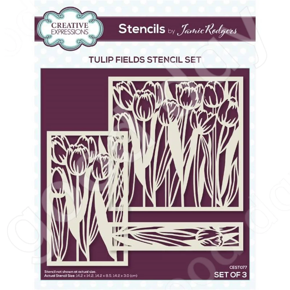 

2022 Arrival New Tulip Fields Stencil Set Used for Scrapbook Diary Decoration Embossing Template Diy Greeting Card Handmade