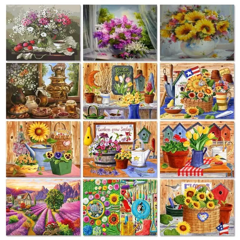 

GATYZTORY Decorative Paint By Numbers With Frame Still life Canvas Painting Picture Drawing Paint Kit Home Decors Diy Set
