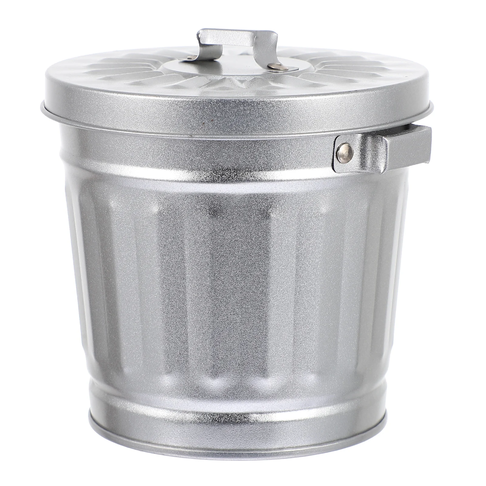 

Trash Can Bin Waste Garbage Desktop Container Lid Outdoors Poop Dog Countertop Mini Galvanized Iron Containers Desk Little Tiny