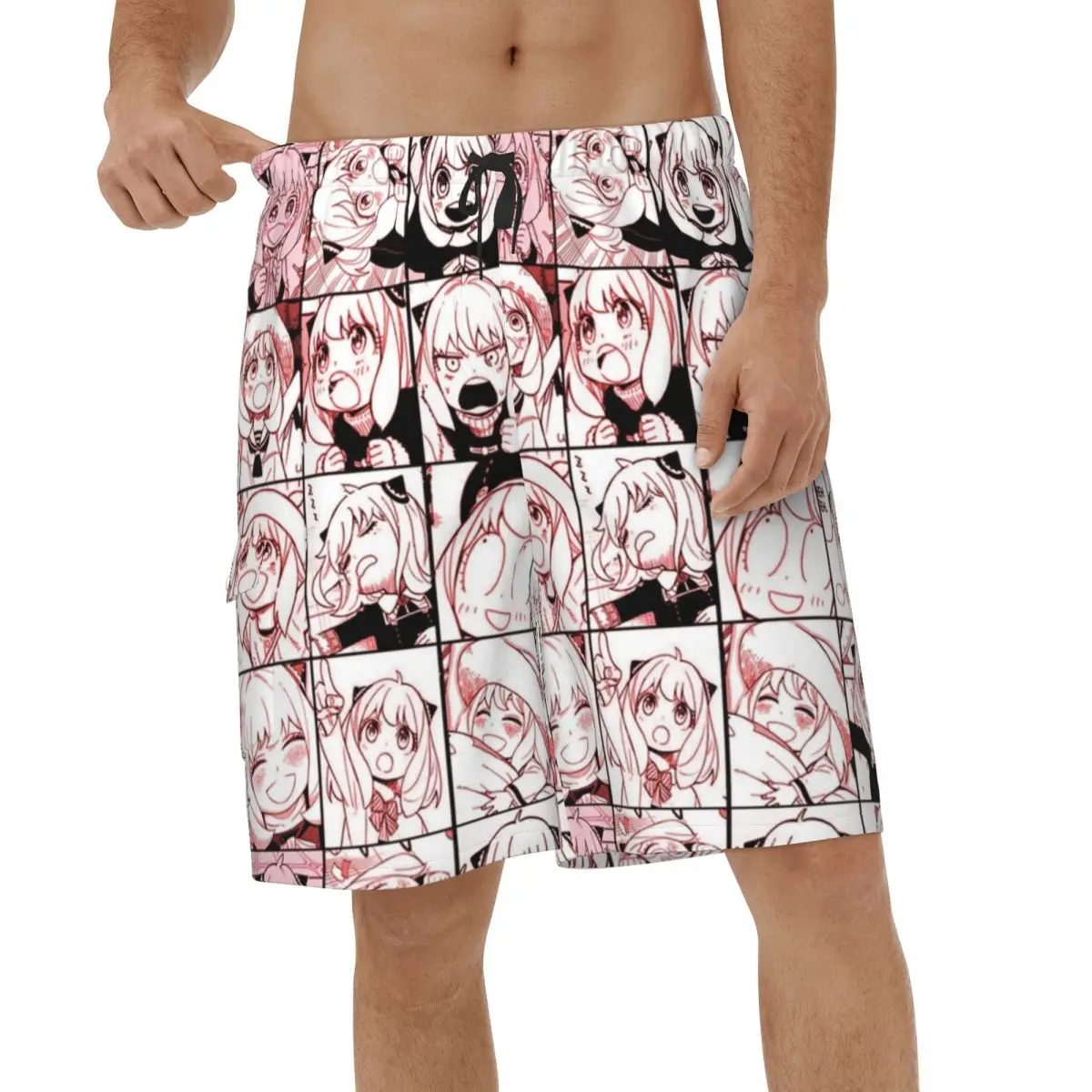 

Summer Anya Forger Spy X Family Manga Men 3D Printed Beach Shorts Running Board Shorts Surf Short Pants Quick Dry Short Pants