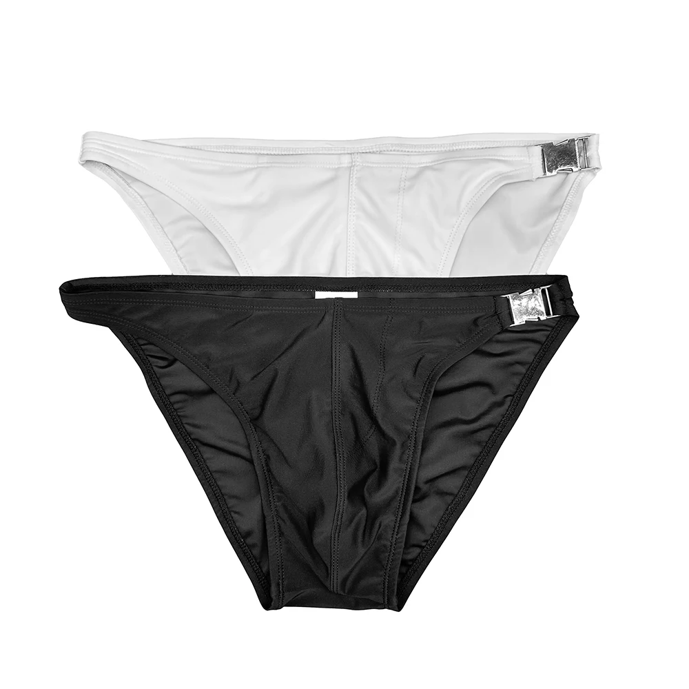 Плавки мужские с металлической пряжкой и одним Боковым Разрезом нейлоновый