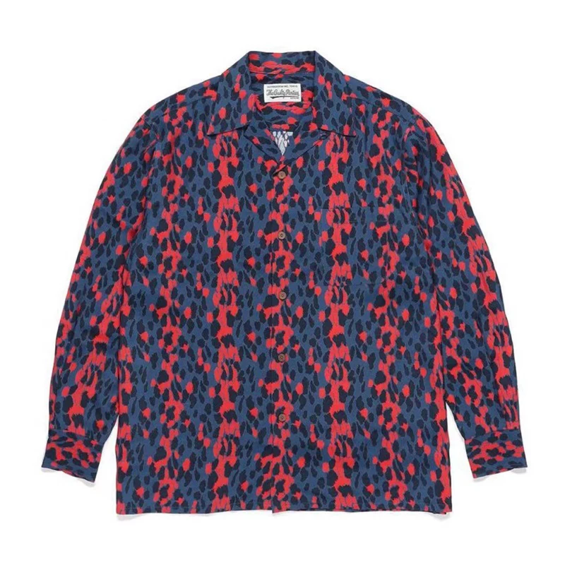 Wacko Maria Long Sleeve Hawaiian Shirt Oversize High Street Print Leopard Men Women 1:1 WACKO MARIA Shirt