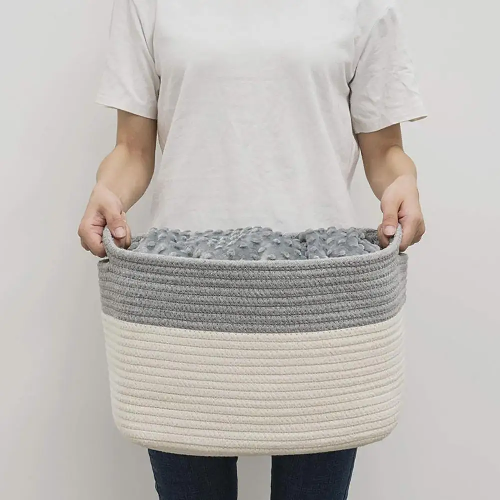 

Elegant Premium Toy Laundry Storage Basket Bin Hand-knitted Desktop Organizer Durable for Towel