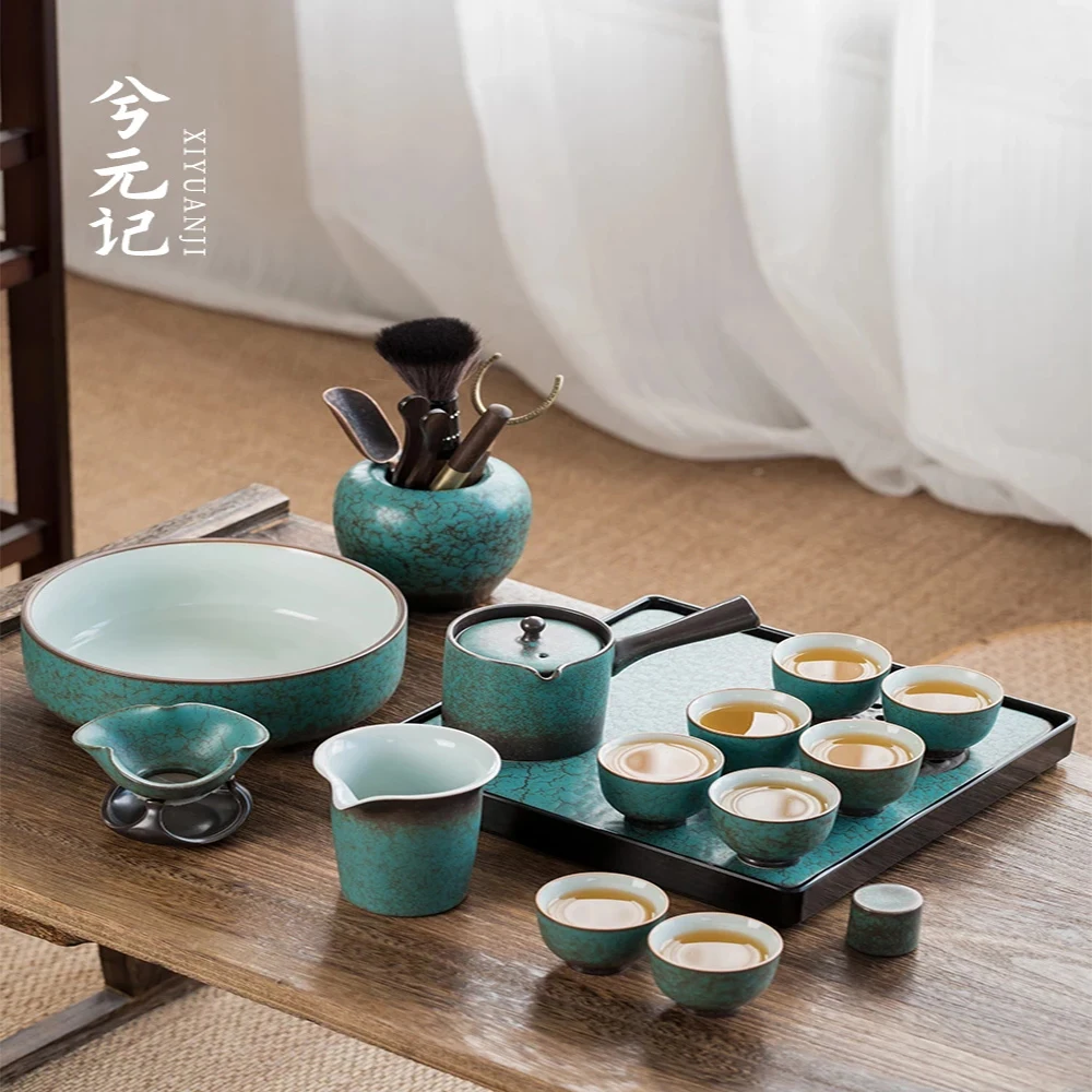 

Китайская чайная чашка кунг-фу, керамический портативный чайник ручной работы, чайная церемония, семейный набор для чая, кухонные фарфоровы...