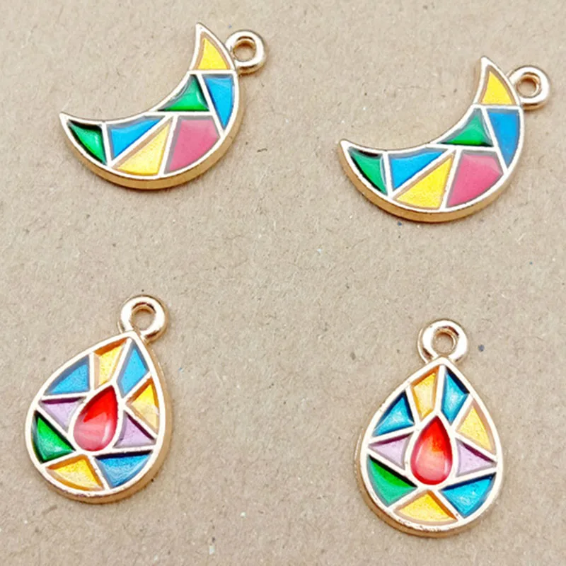 

10Pcs Enamel Celestial Moon Charms Teardrop Alloy Pendants For Diy Earrings Necklace Jewelry Making Handmade Craft Accessories