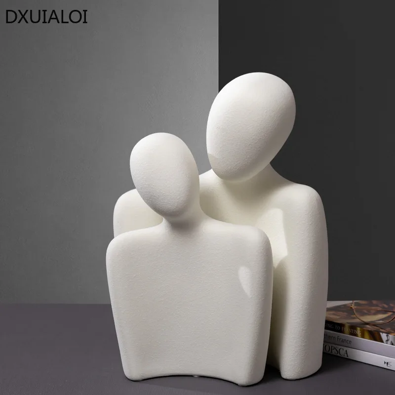 

DXUIALOI modern simplicity abstract character ornament resin crafts creative living room desktop hollow love couple ornament