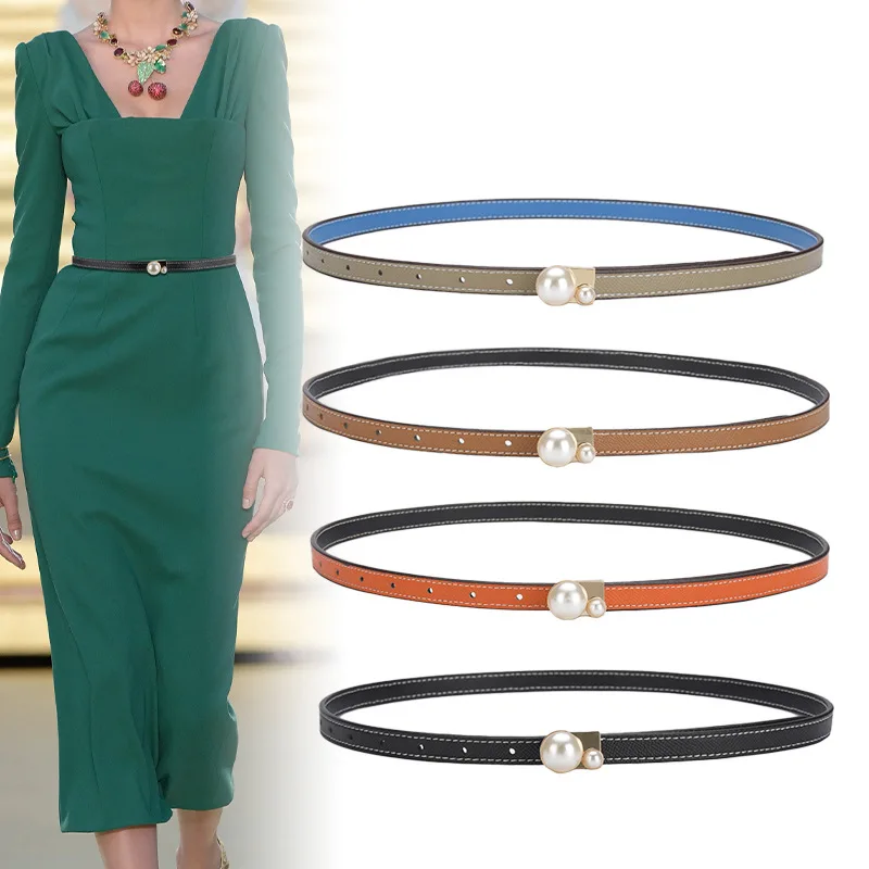 Luxury women's leather belt fashion women's belt pavement accessories belt