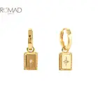 Женские серьги-подвески ROMAD, золотистые серьги в форме солнца и звезд, квадратные серьги с серебристым покрытием, ювелирные украшения для женщин, 2022
