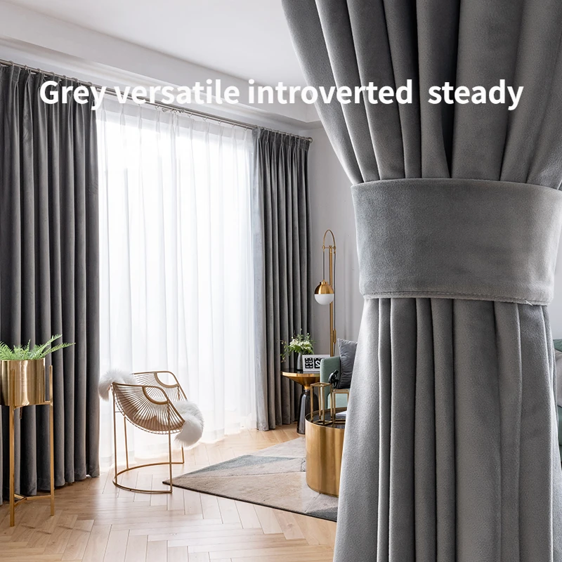 Роскошные серые простые бархатные шторы в скандинавском стиле Ins для раннего