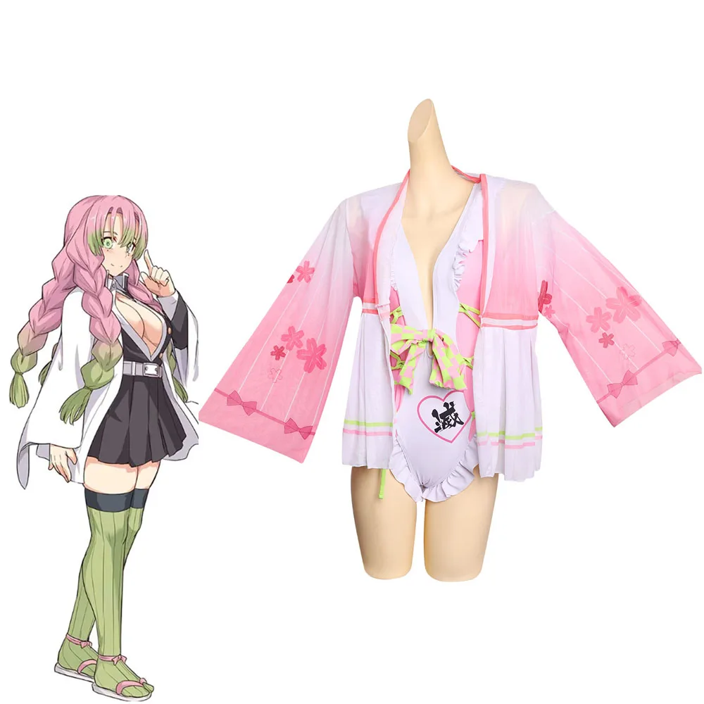 

Anime Demon Slayer Kanroji Mitsuri Cosplay Swimsuit Women Costume Outfits Fantasia Girls Halloween Carnival Disguise Clothes