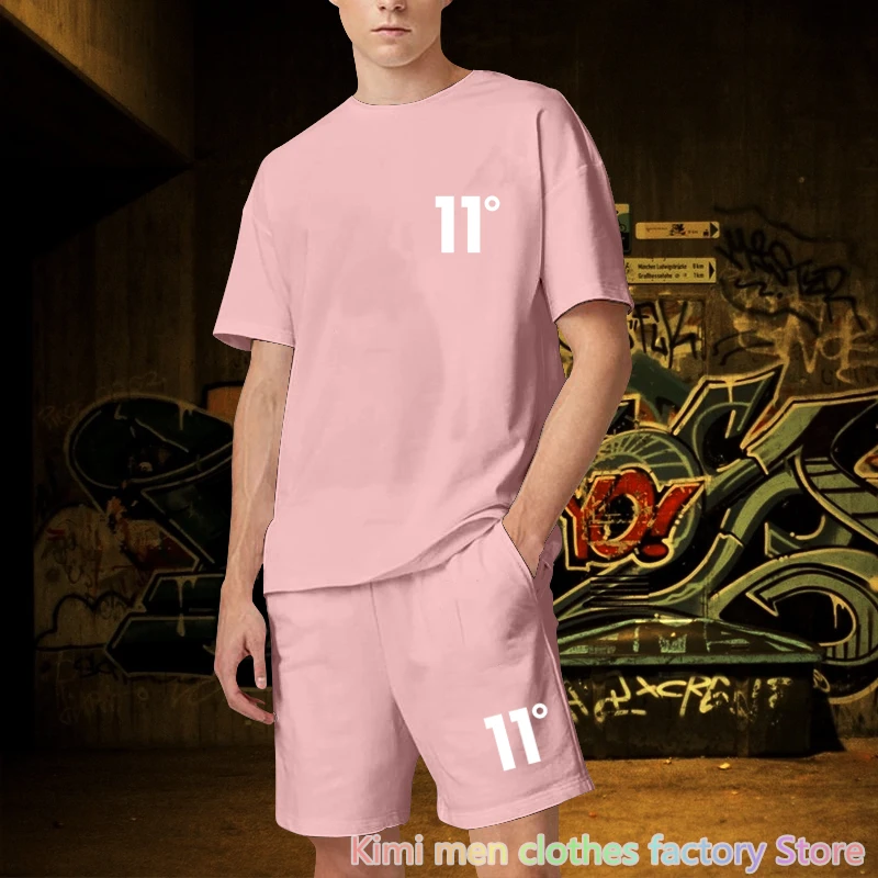 Men Oversized 2 Piece Outfits Sets for Men Summer Streetwear Tracksuit Jogging suit Cotton Set Number Print TShirts Shorts Sets