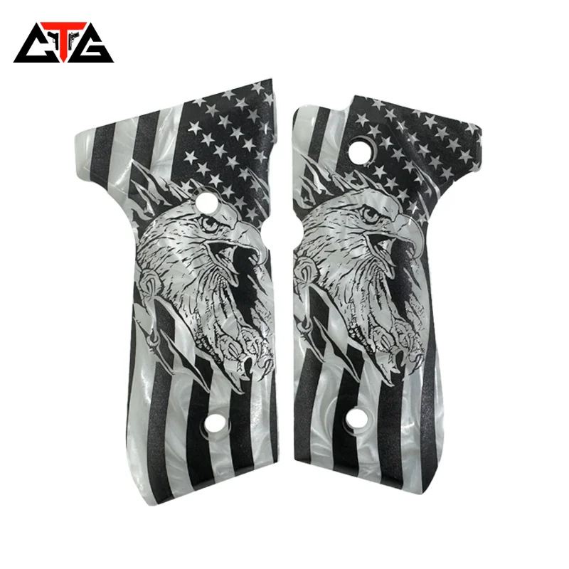 Фото CTG Beretta 92 fs Grips Ambi Cut Полноразмерные ручки с выгравированным логотипом орла №1