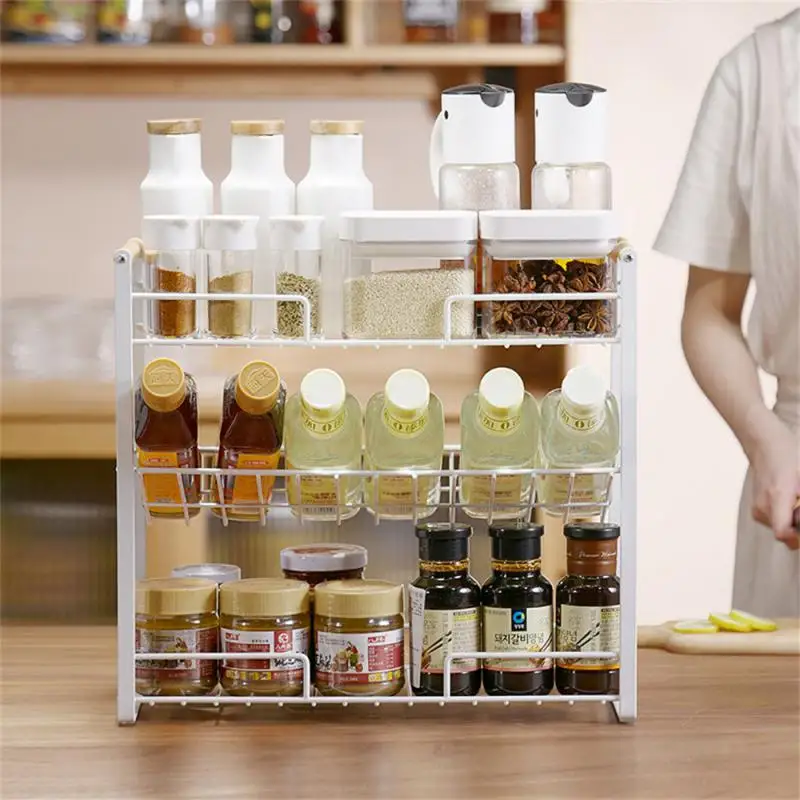 

Soy Sauce And Vinegar Bottle Storage Rack Seasoning Storage Rack Household Shelf Multi-function Oil Seasoning Rack Tieyi Salt